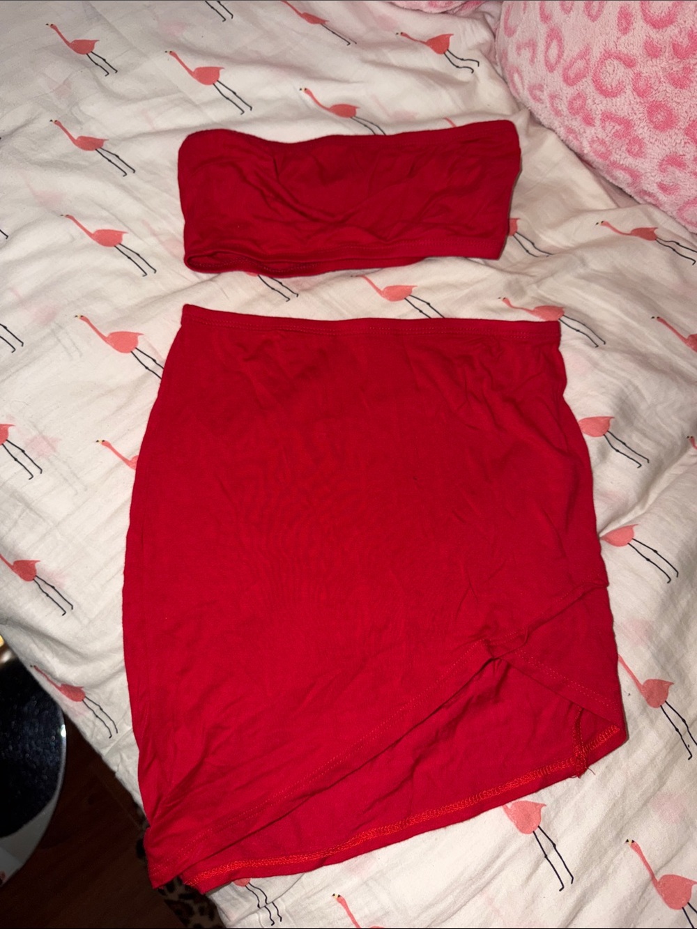 Asymmetrical Red Skirt Set
